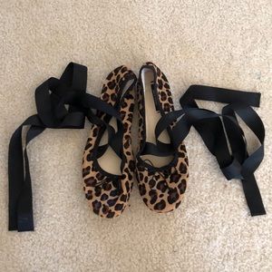 Pony hair Animal Print Zara Ballet Flats w straps
